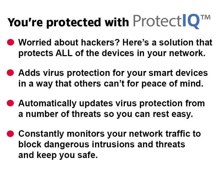 ProtectIQ Benefits - Anti Hacking, Virus Protection, Traffic Monitoring